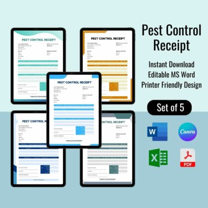 Pest Control Receipt Template Blank Printable in Pdf, Excel & Word