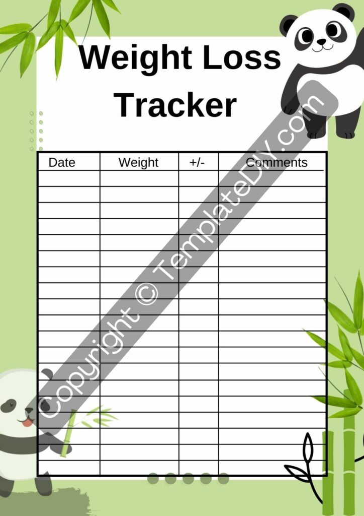 Weight Loss Tracker Template Blank Printable Pdf Word Excel