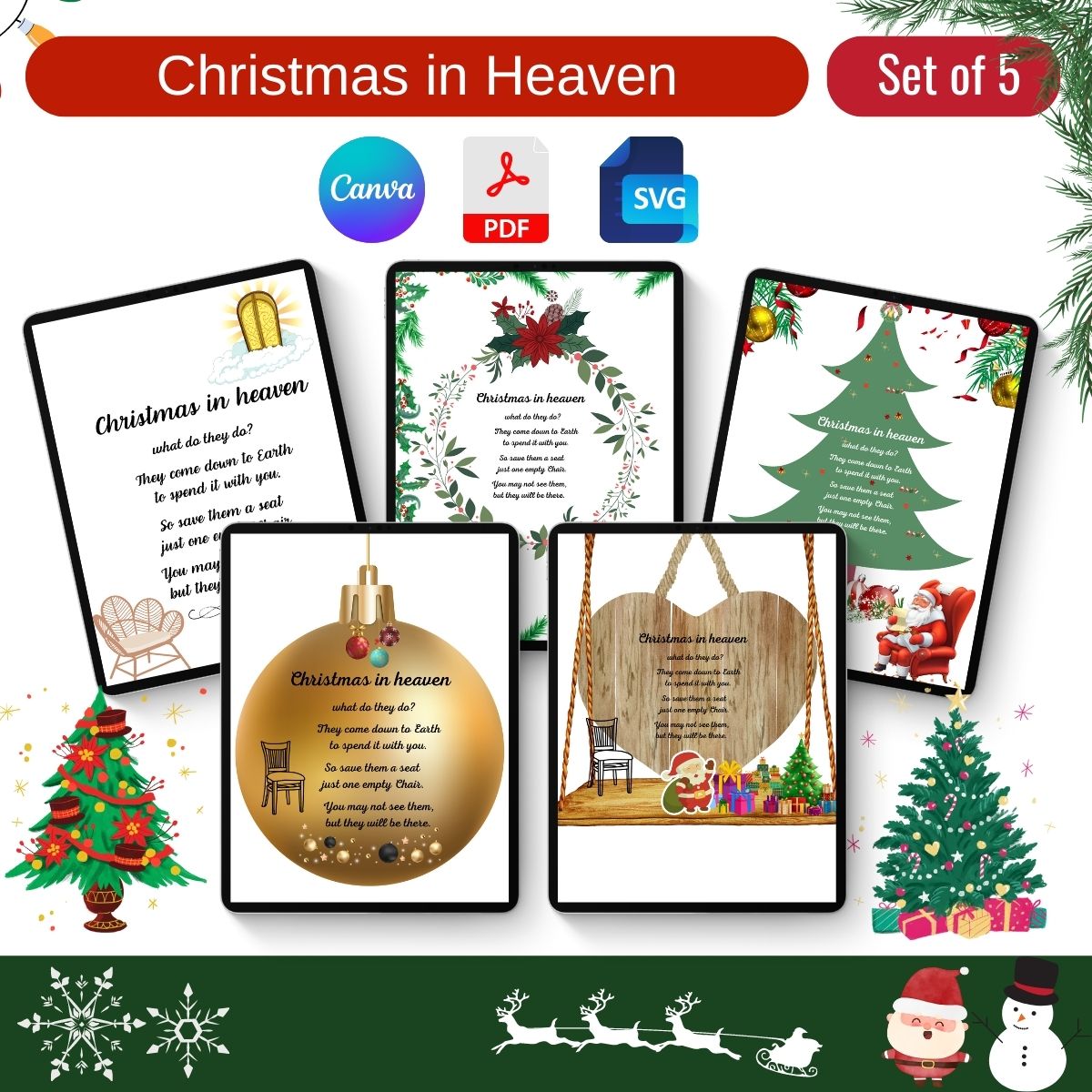 Christmas in Heaven SVG Printable Template PDF Word