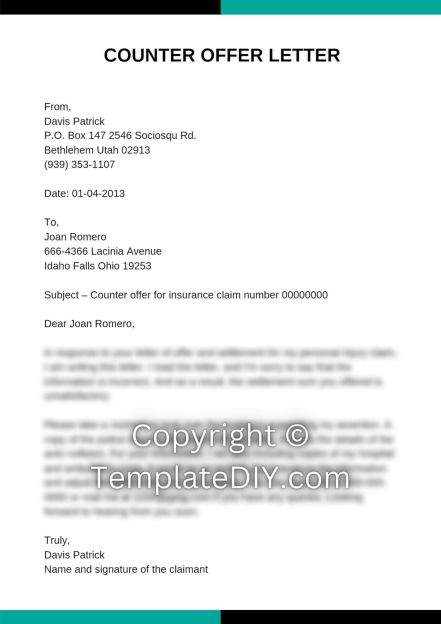 Counter Offer Letter Sample with Examples [Word Editable]