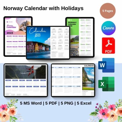 Norway Calendar 2023 with Holidays in Pdf, Word & Excel