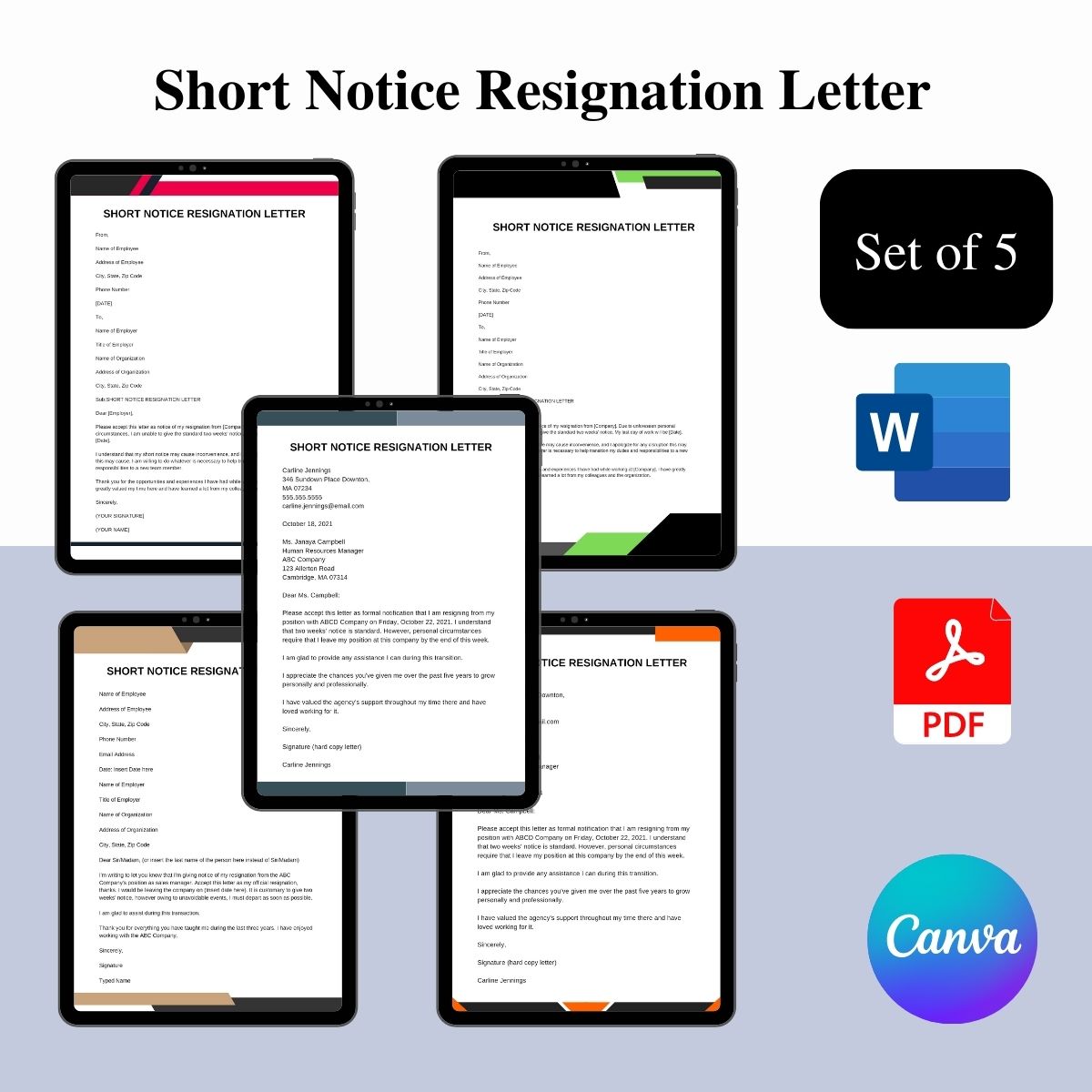 Short Notice Resignation Letter Template Download Word Sample