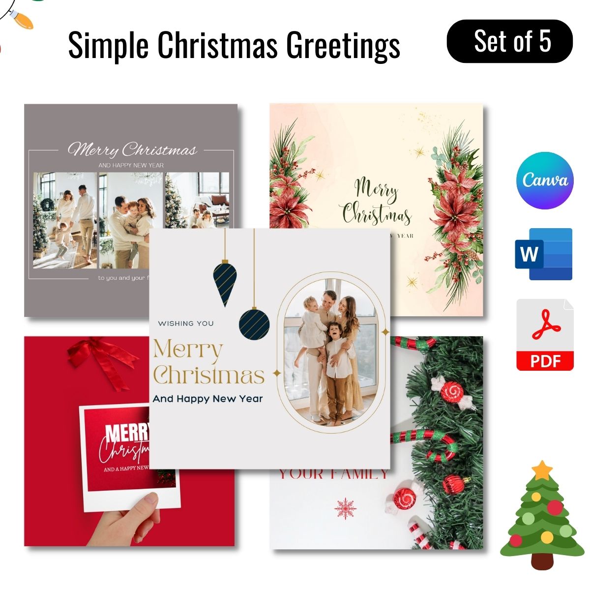 Simple Christmas Greetings Printable Template in Pdf &amp; Word