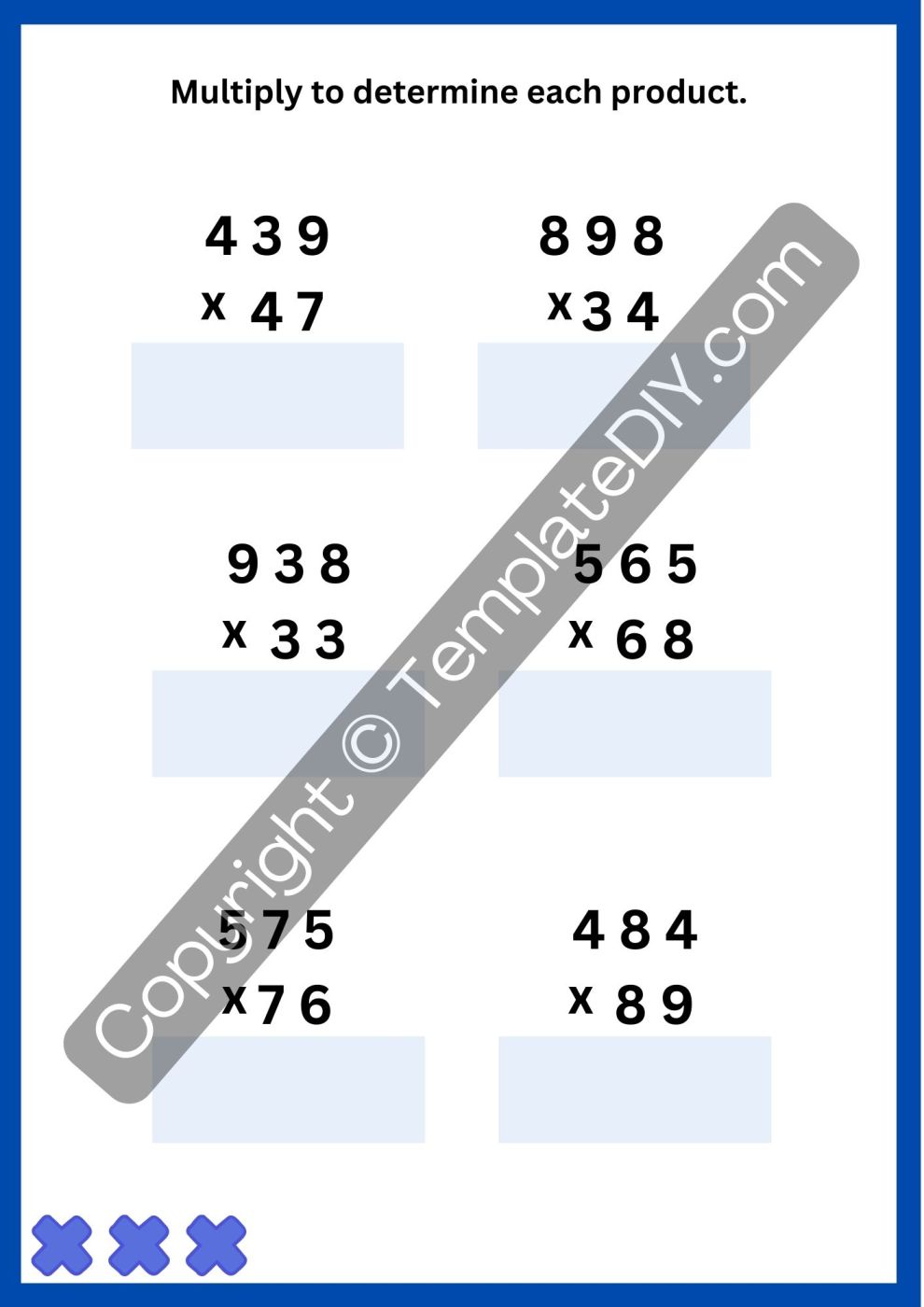 2 Digit by 3 Digit Multiplication Worksheet Template Word