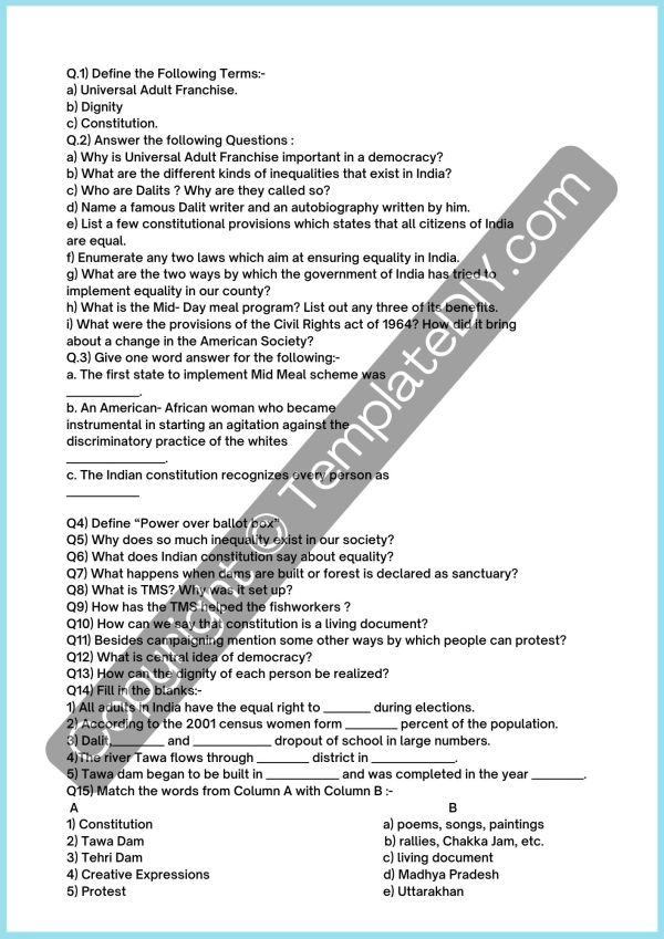 7th Grade Social Studies Worksheets Template PDF, Word