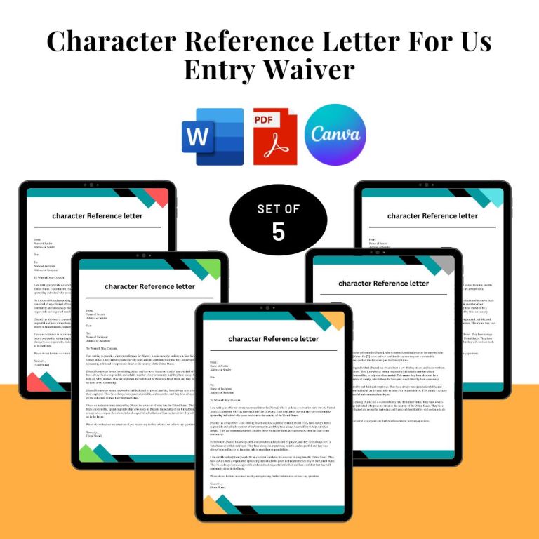 Character Reference Letter for U.S. Entry Waiver Template