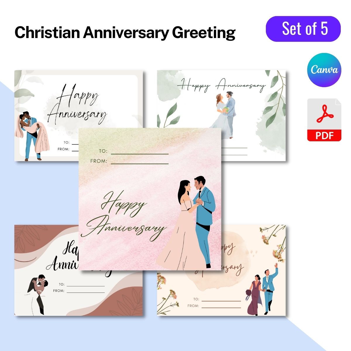 Christian Anniversary Greetings Printable Template PDF, Word