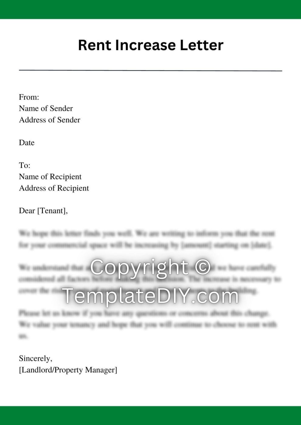 Commercial Rent Increase Letter Sample Template with Example