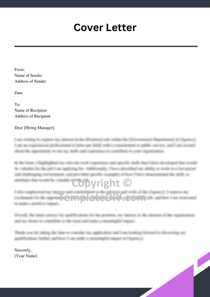 Cover Letter for Government Job Sample with Examples [Word]