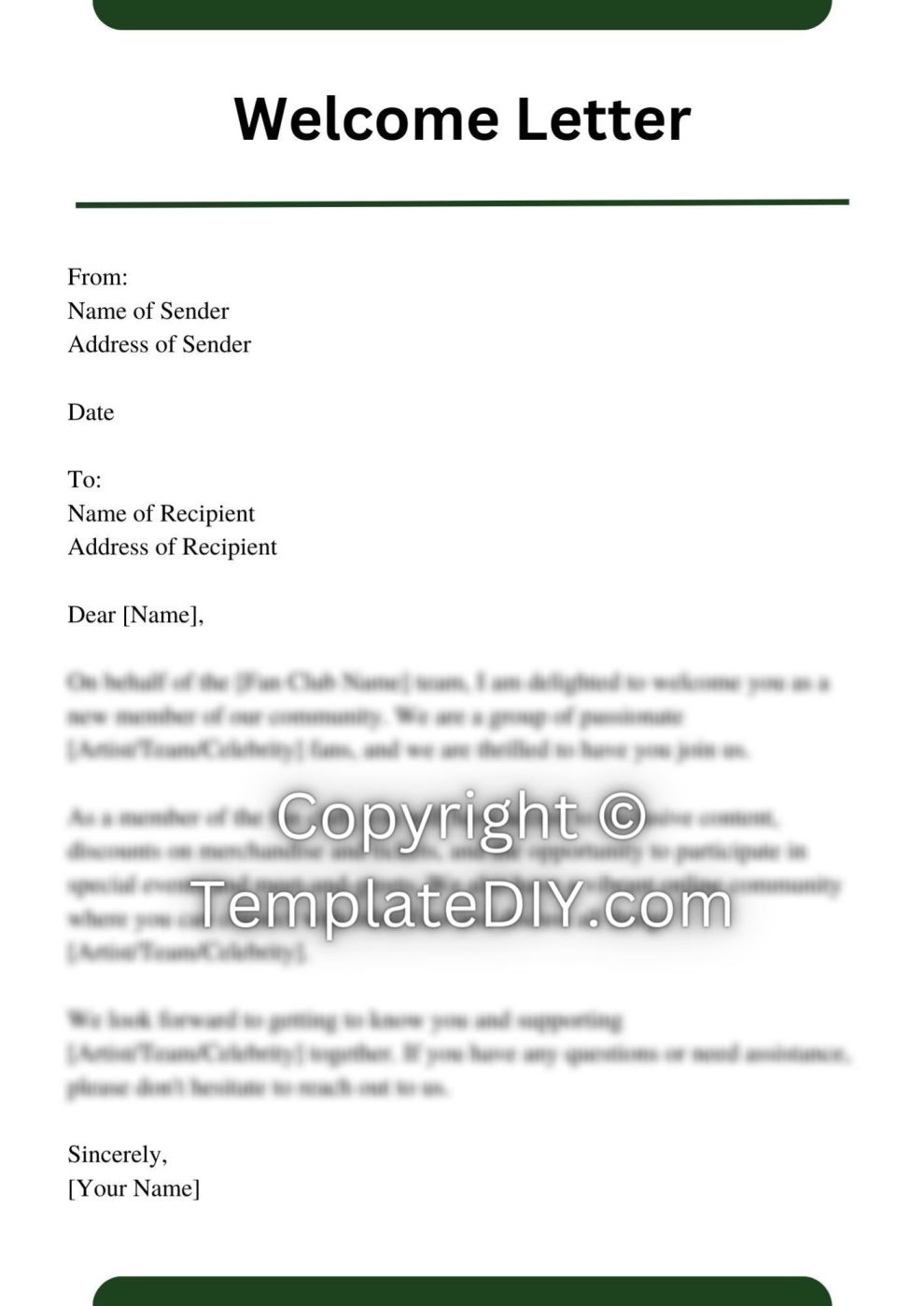 Fan Club Welcome Letter Sample with Examples [Word]