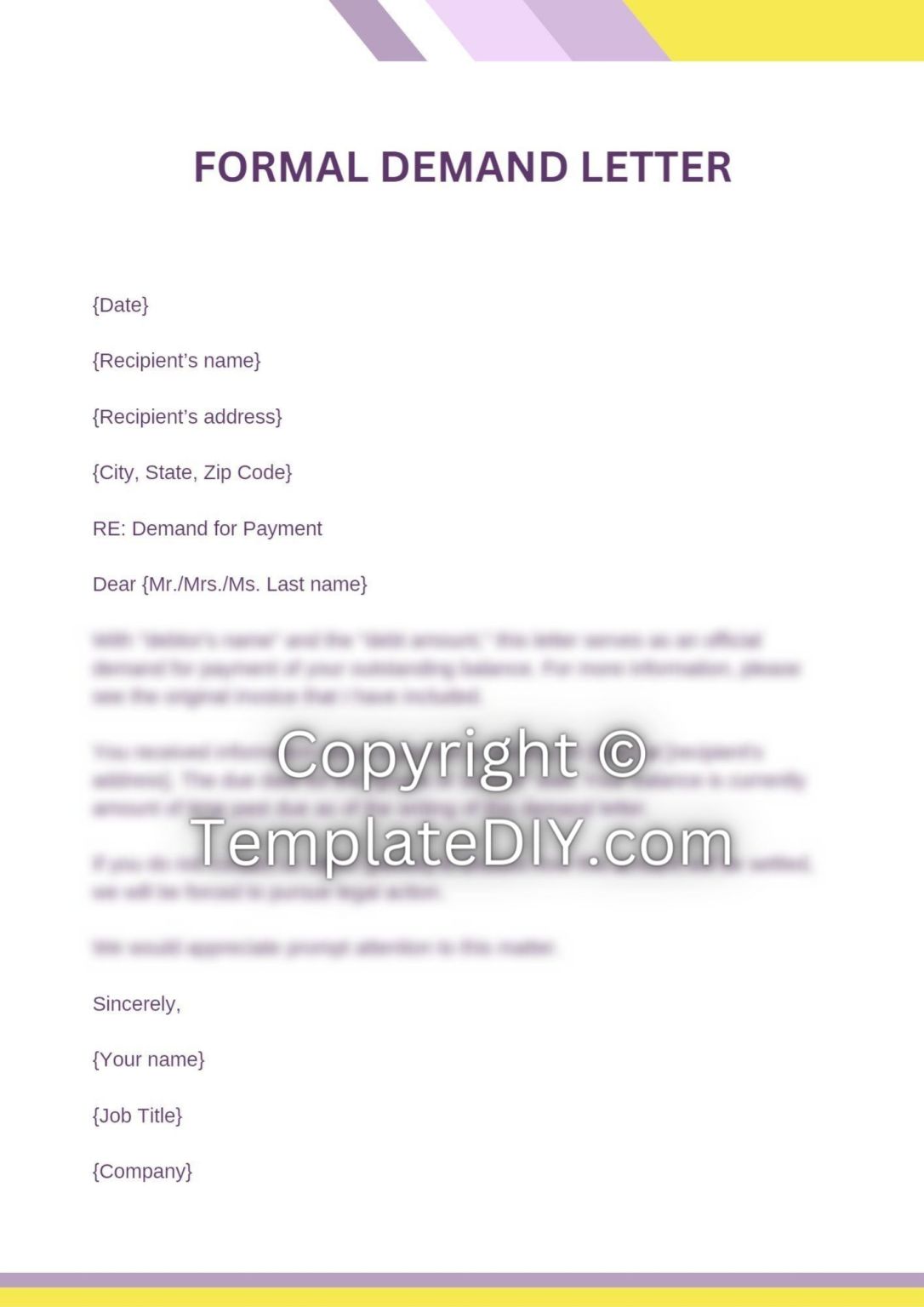 Formal Demand Letter Sample with Examples [Word Editable]