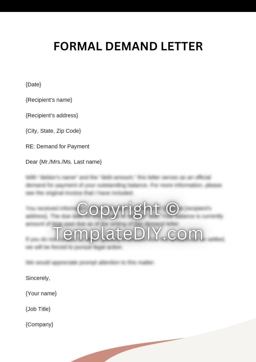 Formal Demand Letter Sample with Examples [Word Editable]