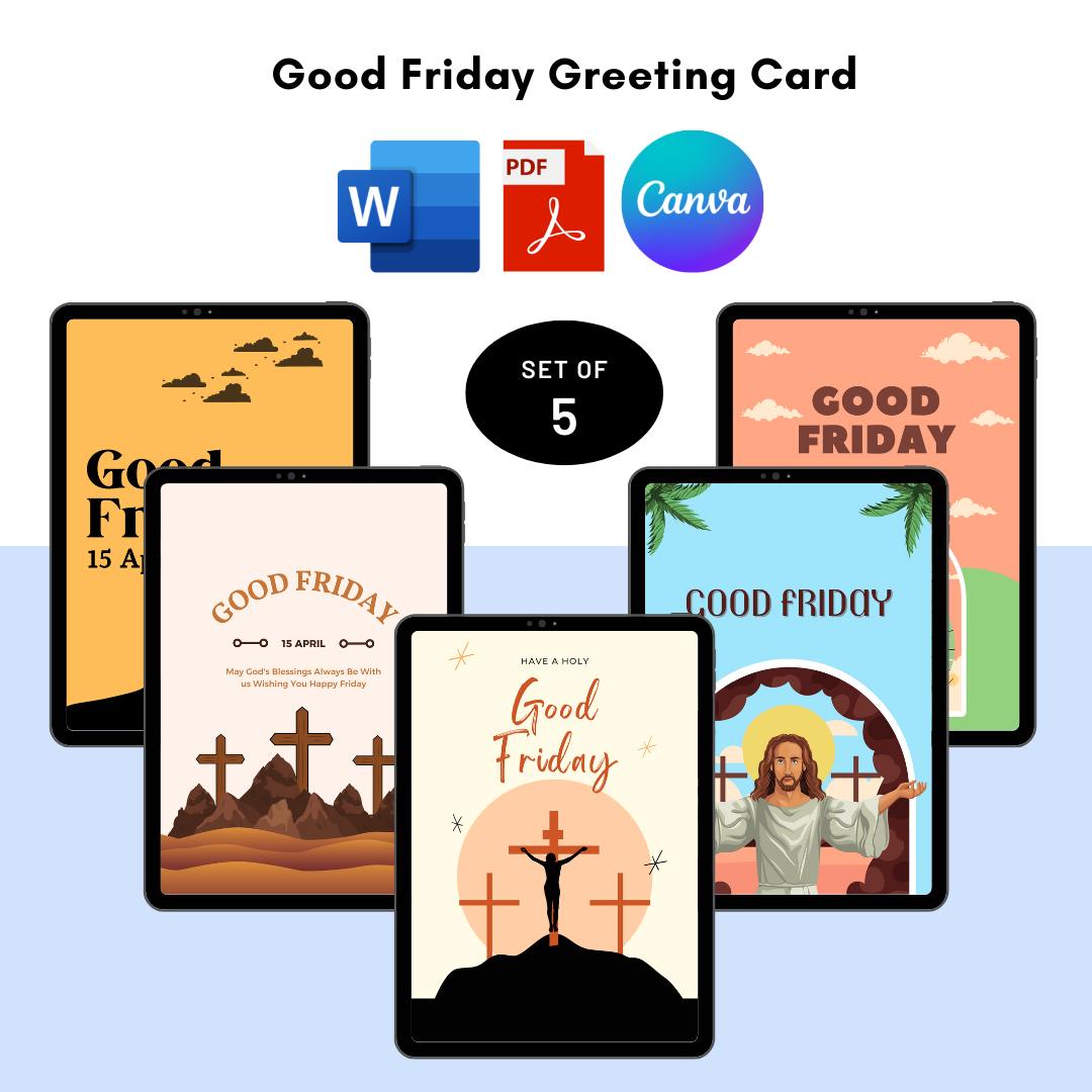 Good Friday Greeting Card Template Printable PDF, Word