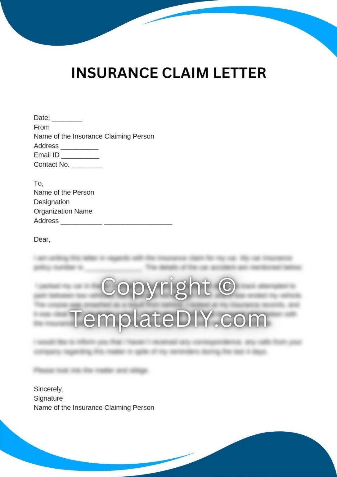 Insurance Claim Letter Sample with Examples [Word Editable]