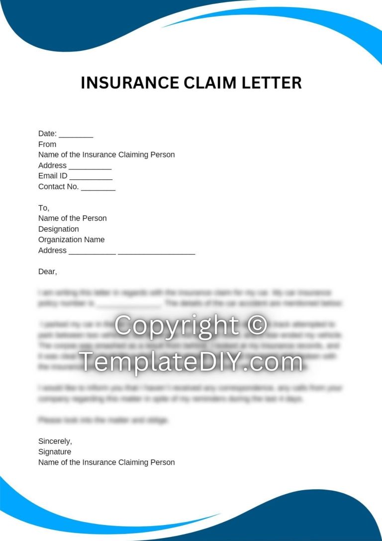Insurance Claim Letter Sample with Examples [Word Editable]