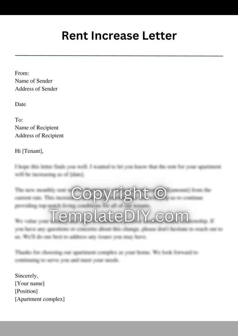 Landlord Friendly Rent Increase Letter Template | Download Now