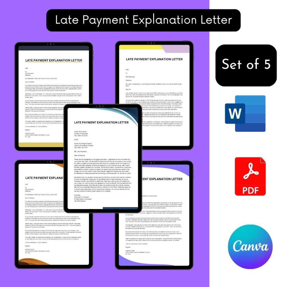 Late Payment Explanation Letter Template – Instant Download