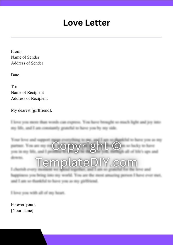 Love Letter for Gf Sample with Examples [Word Editable]
