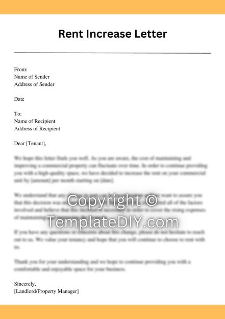 Commercial Rent Increase Letter Sample Template with Example