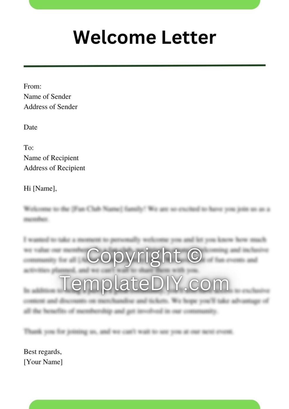 Fan Club Welcome Letter Sample with Examples [Word]