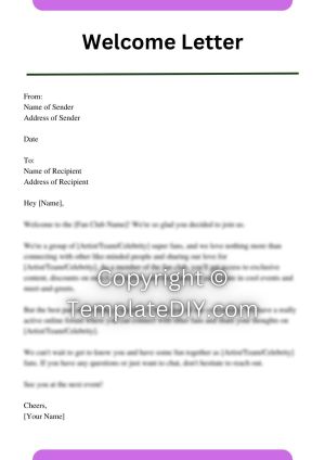 Fan Club Welcome Letter Sample with Examples [Word]