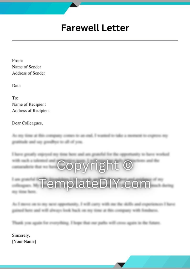 Farewell Letter to Office Colleagues Sample with Examples