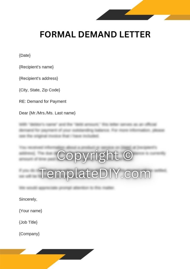 Formal Demand Letter Sample with Examples [Word Editable]
