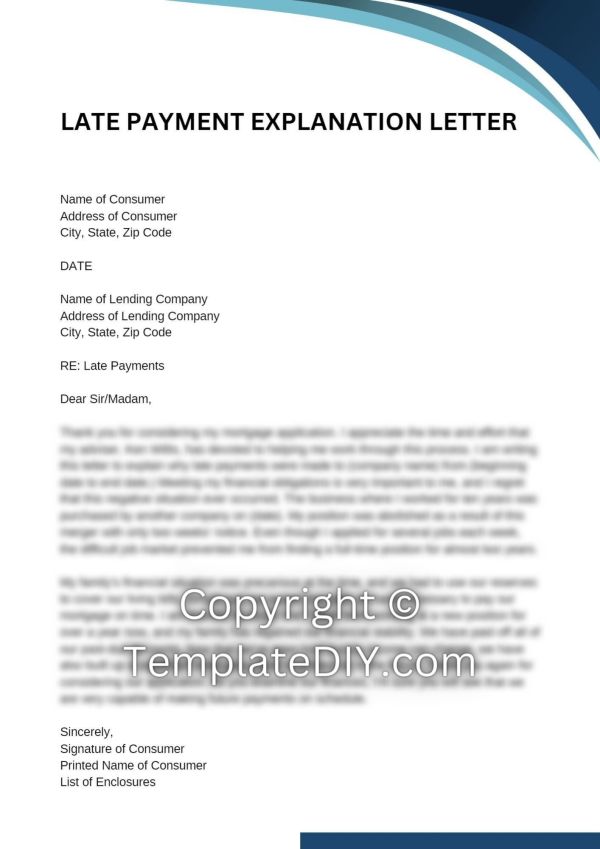 Late Payment Explanation Letter Template – Instant Download