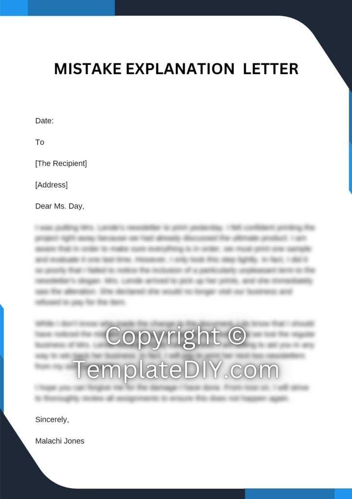 Mistake Explanation Letter Sample with Examples [Word]