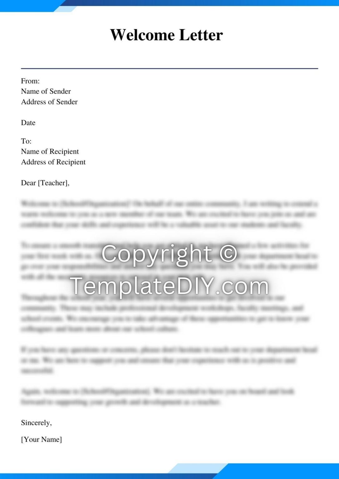 Teacher Welcome Letter Sample with Examples [Word]