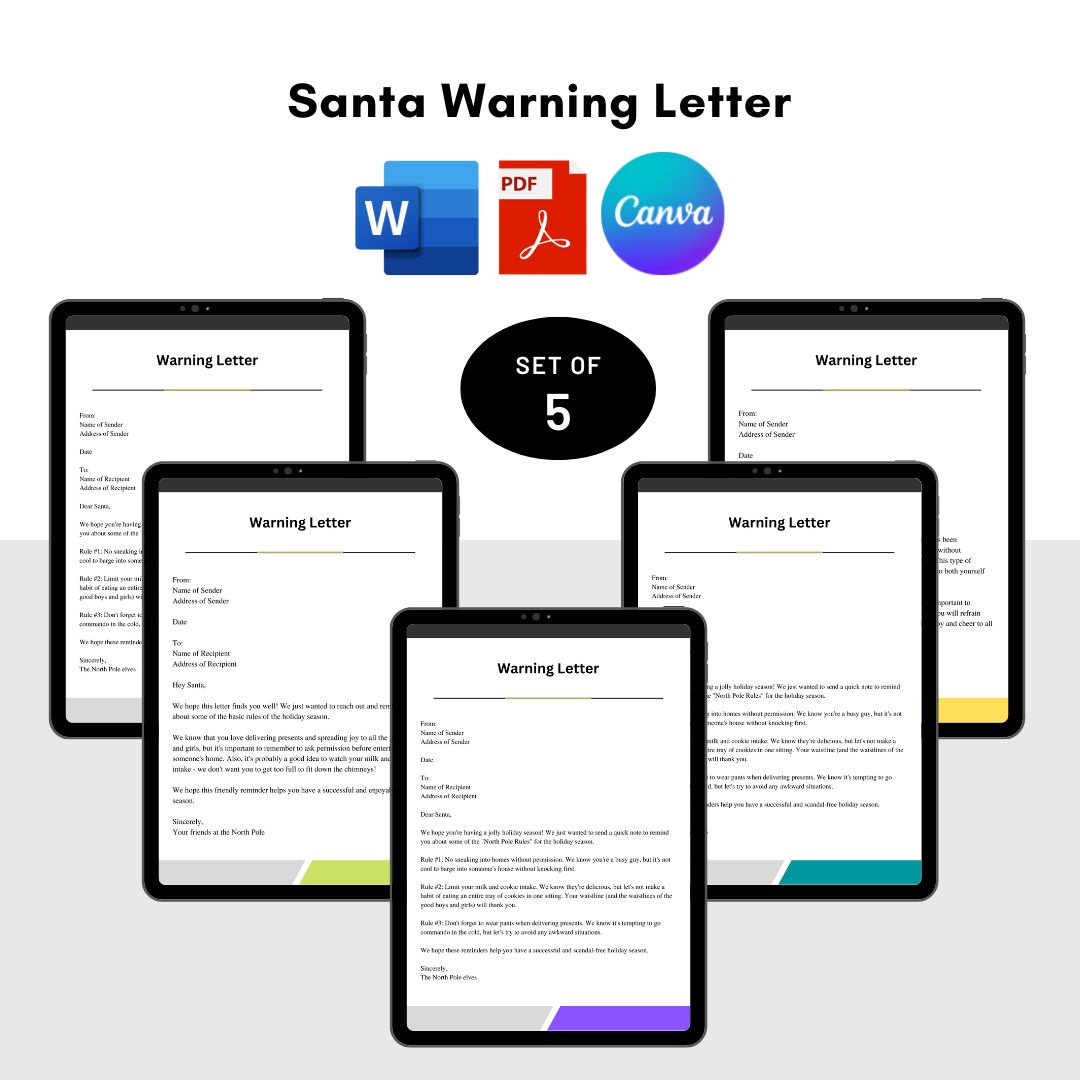 Santa Warning Letter Sample with Examples [Word Editable]