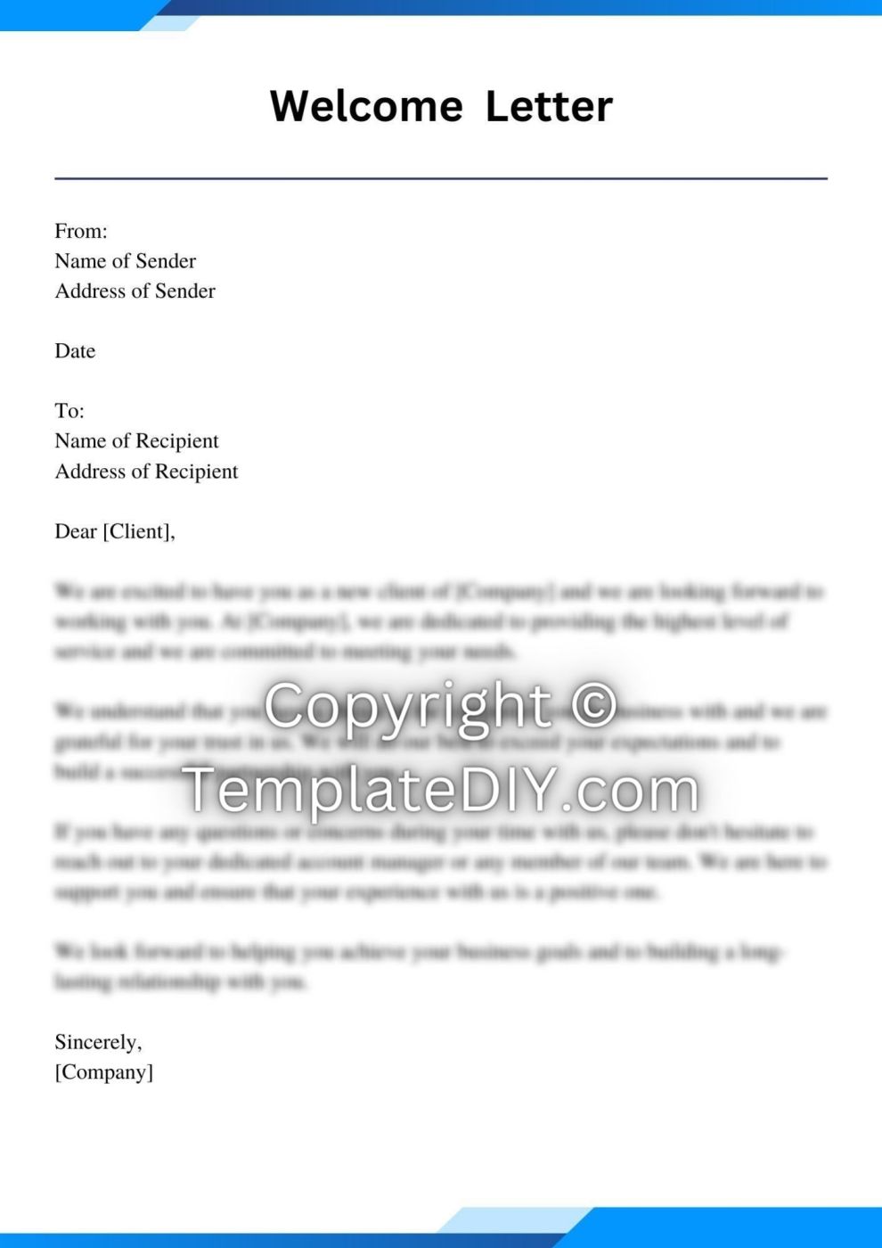 Welcome Letter to Client Sample with Examples [Word]