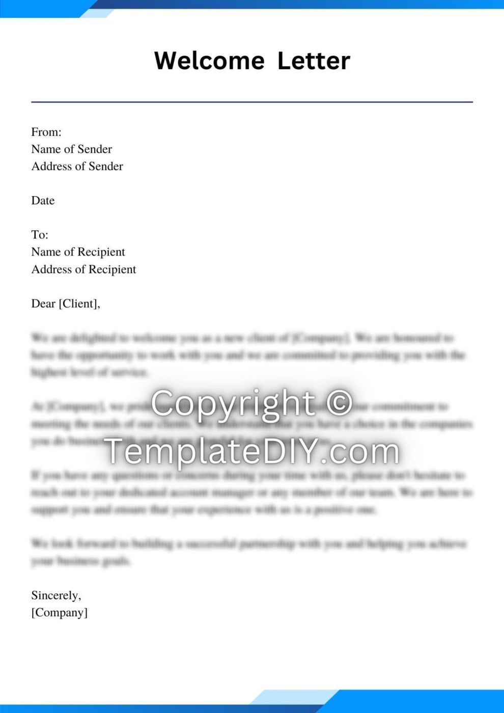Welcome Letter to Client Sample with Examples [Word]
