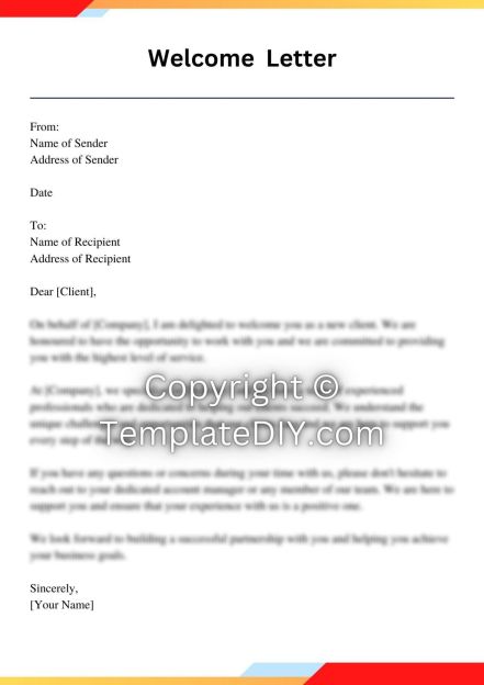 Welcome Letter to Client Sample with Examples [Word]