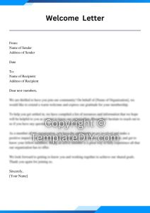 Welcome Letter to New Members Template | Editable Word Sample