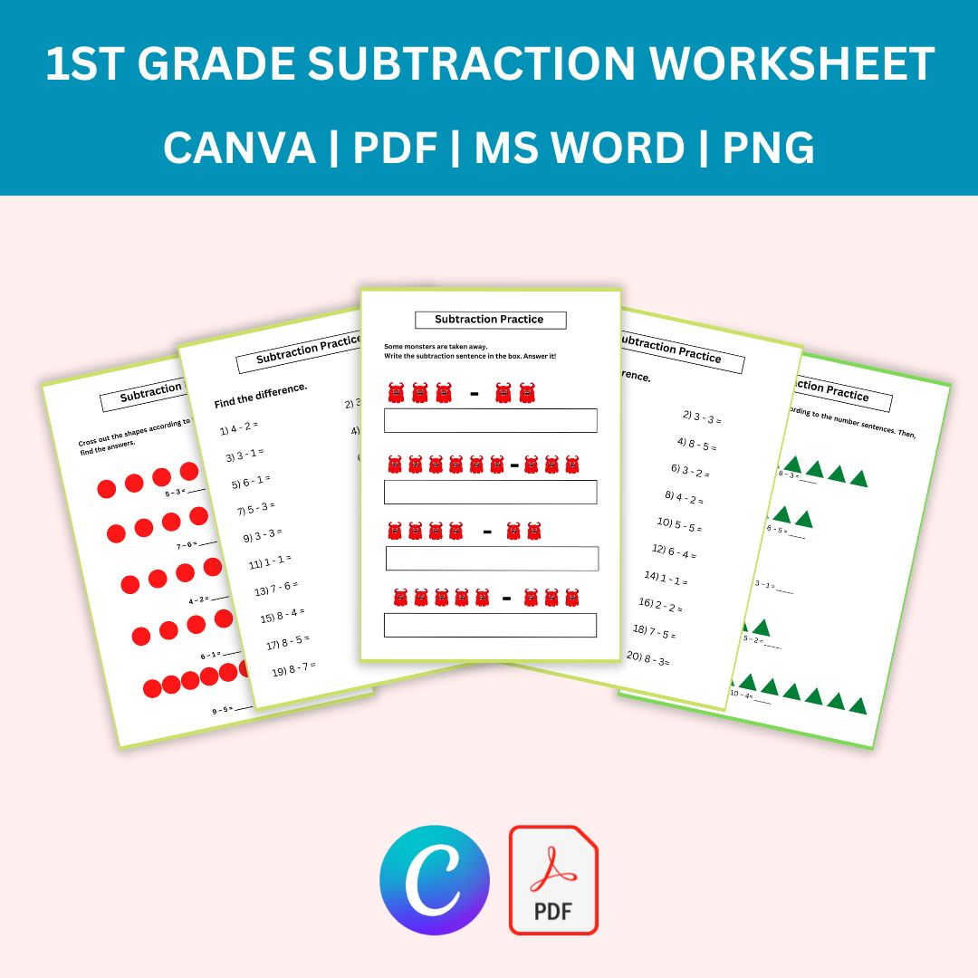 1st Grade Subtraction Worksheets Template Printable Pdf