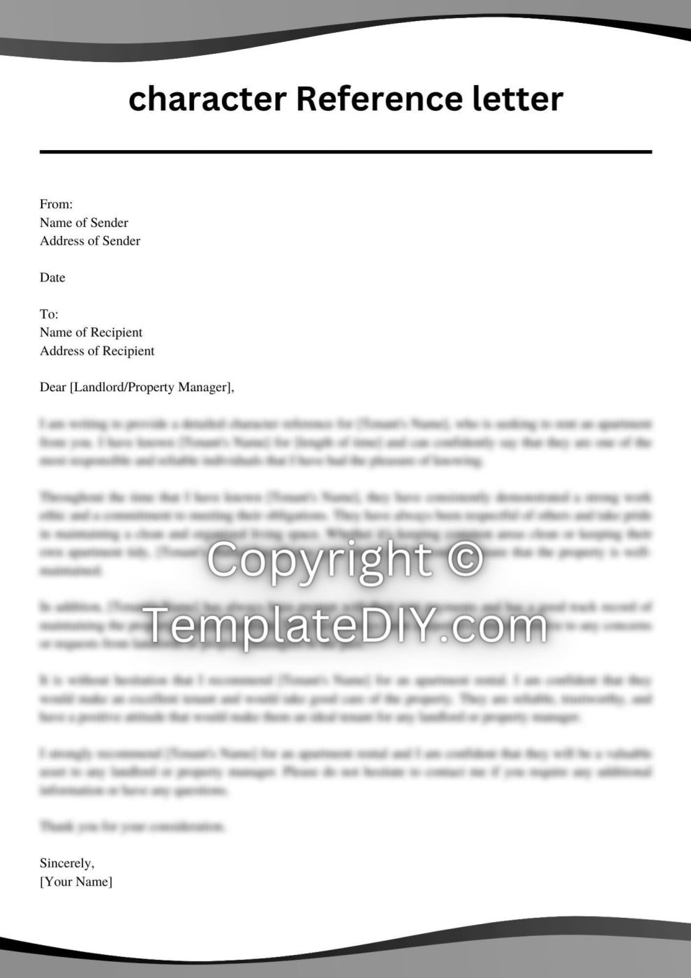 Character Reference Letter For Apartment Sample [Word]