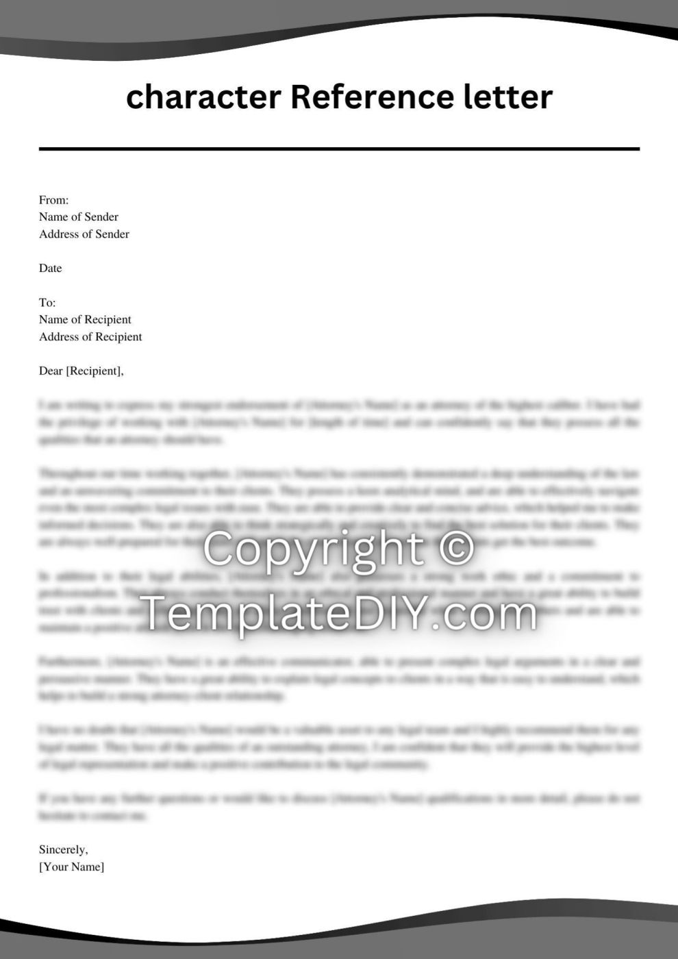 Character Reference Letter For Attorney Sample with Examples