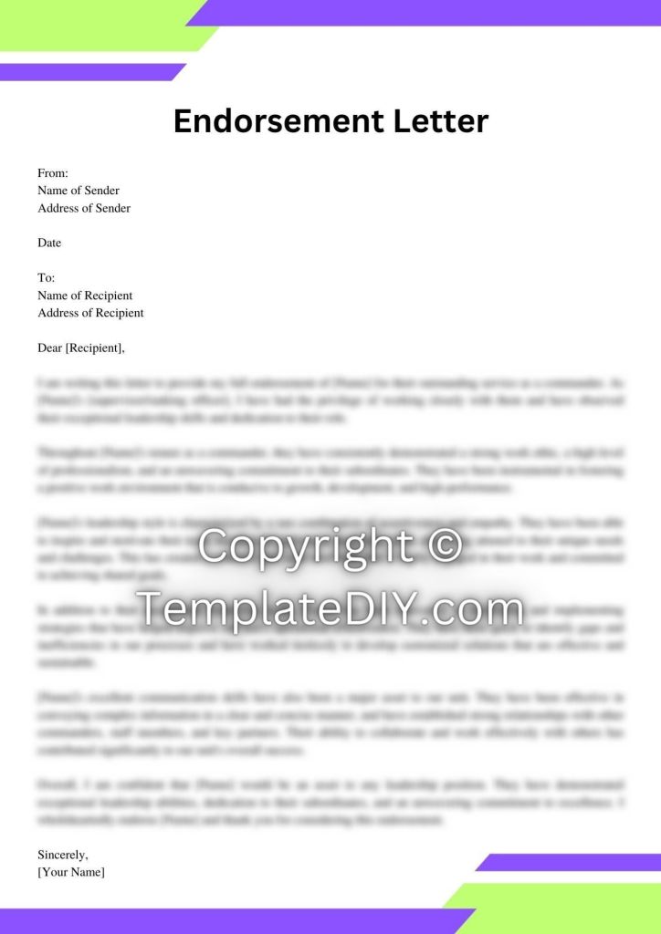 Command Endorsement Letter Sample with Examples [Word]