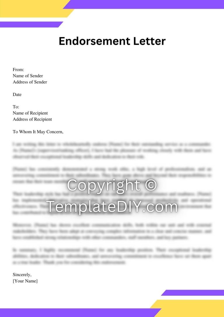 Command Endorsement Letter Sample with Examples [Word]