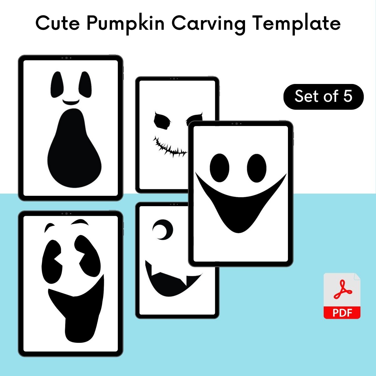 Cute Pumpkin Carving Templates Printable in PDF