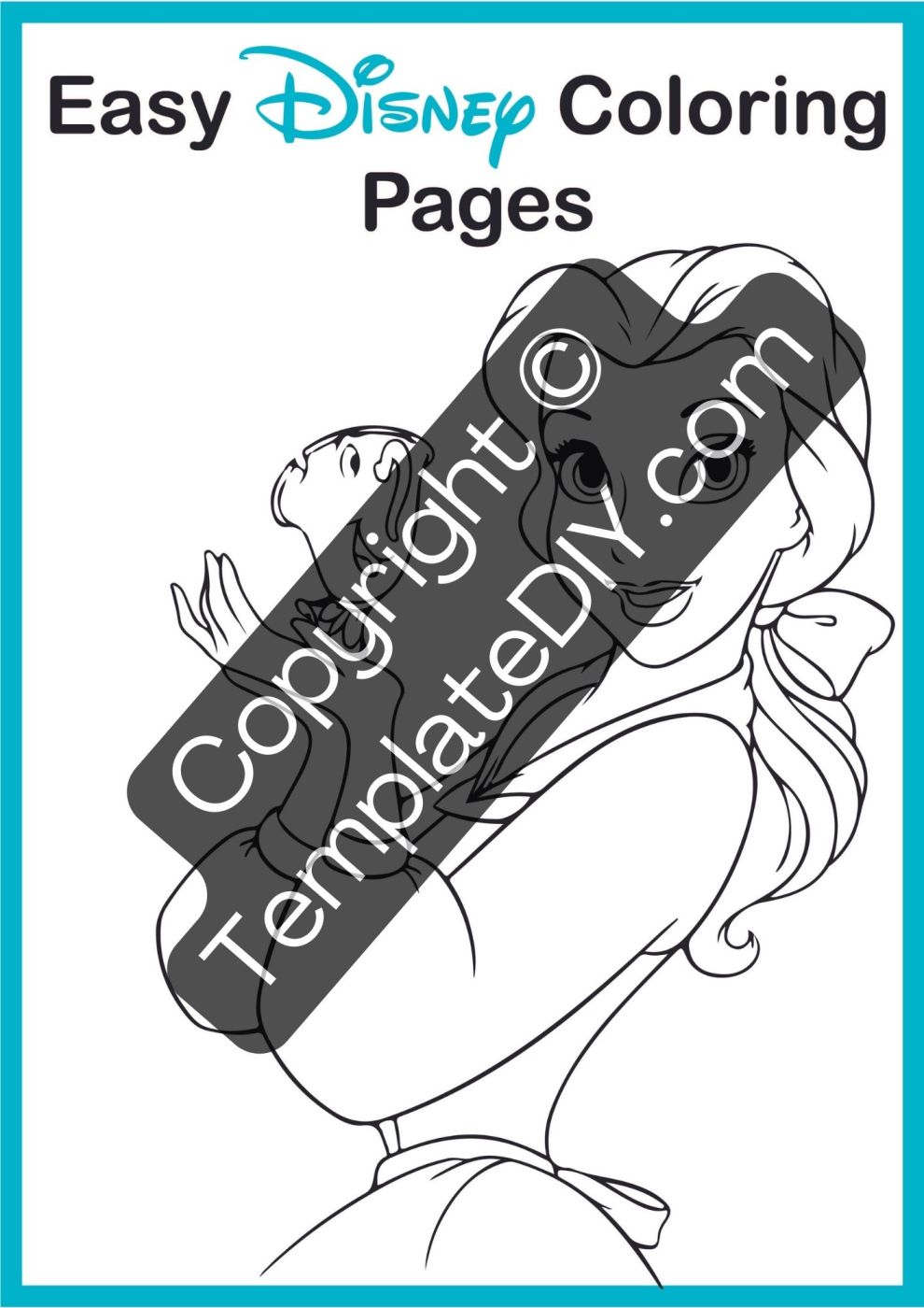Easy Disney Coloring Pages Template Blank Printable PDF