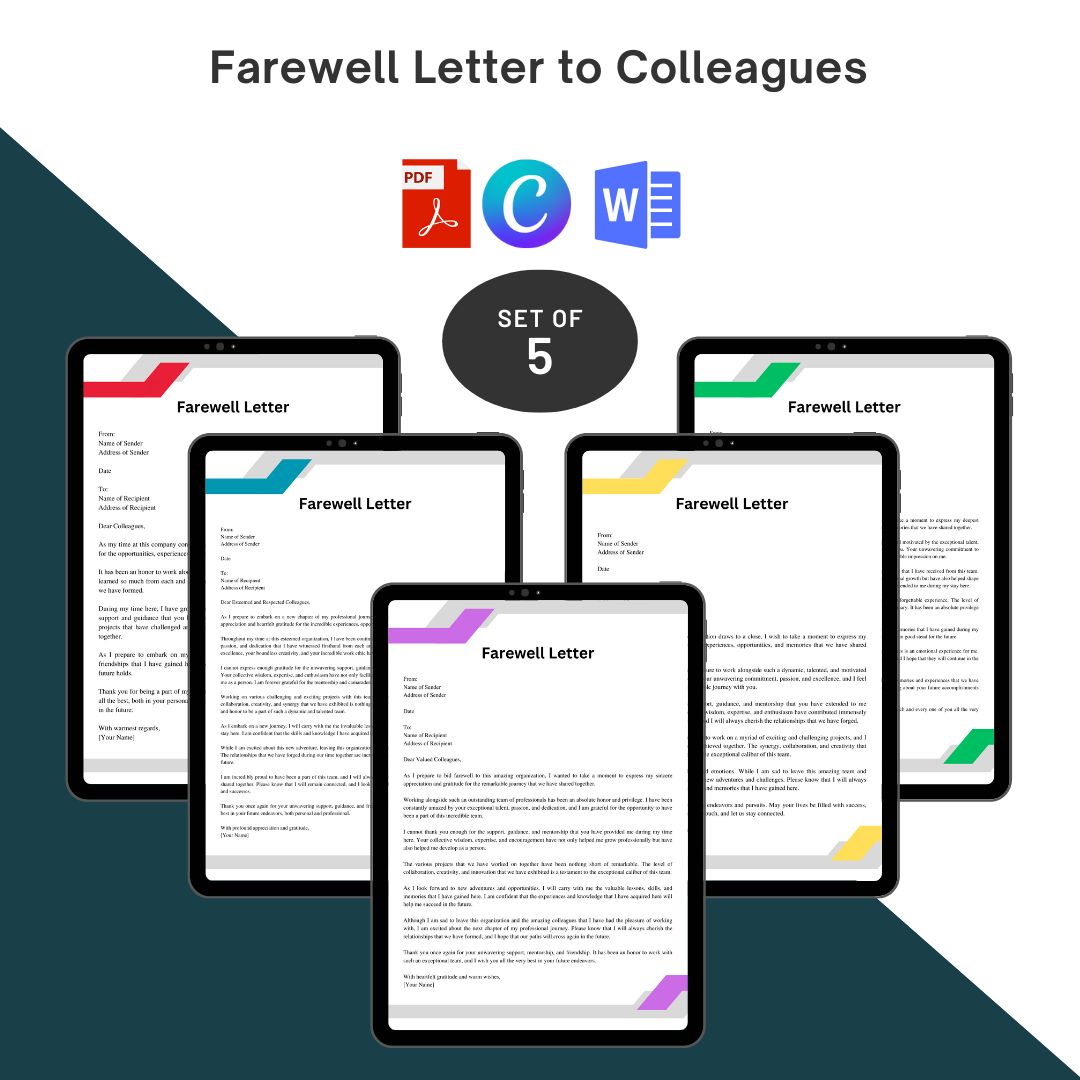 Farewell Letter to Colleagues Sample with Examples [Word]