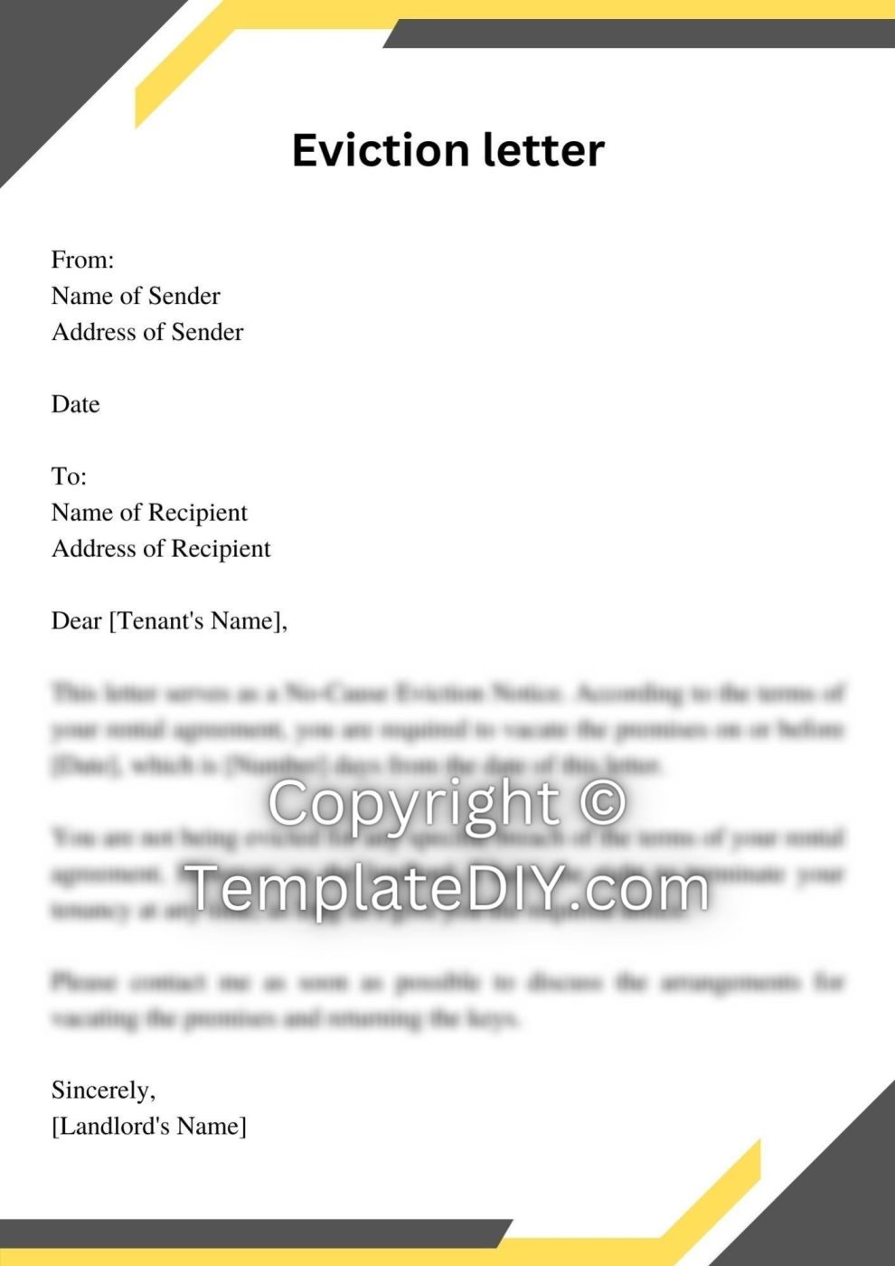 Landlord Eviction Notice Letter Sample with Examples [Word]