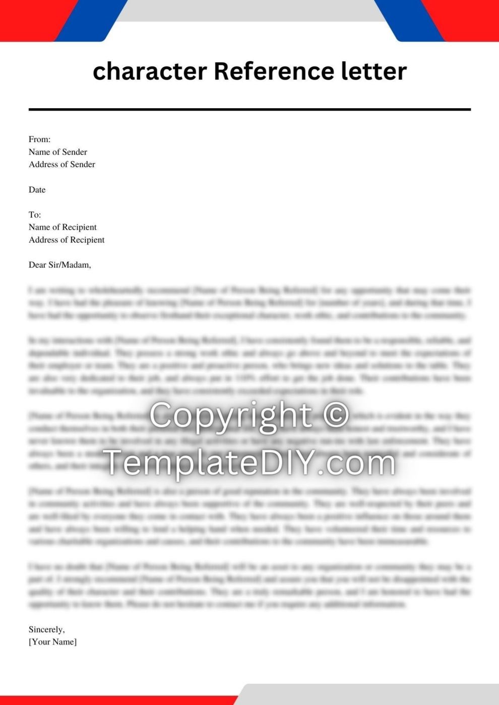 Positive Character Reference Letter Sample with Examples