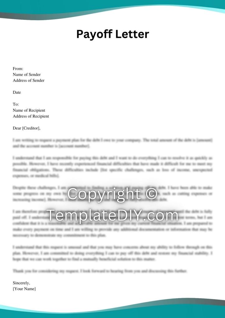 Debt Payoff Letter Sample Template with Examples [Word]
