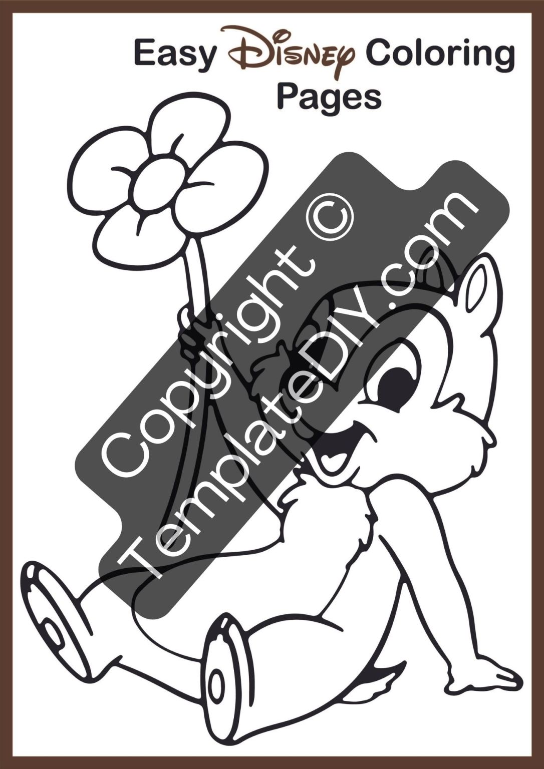 Easy Disney Coloring Pages Template Blank Printable PDF