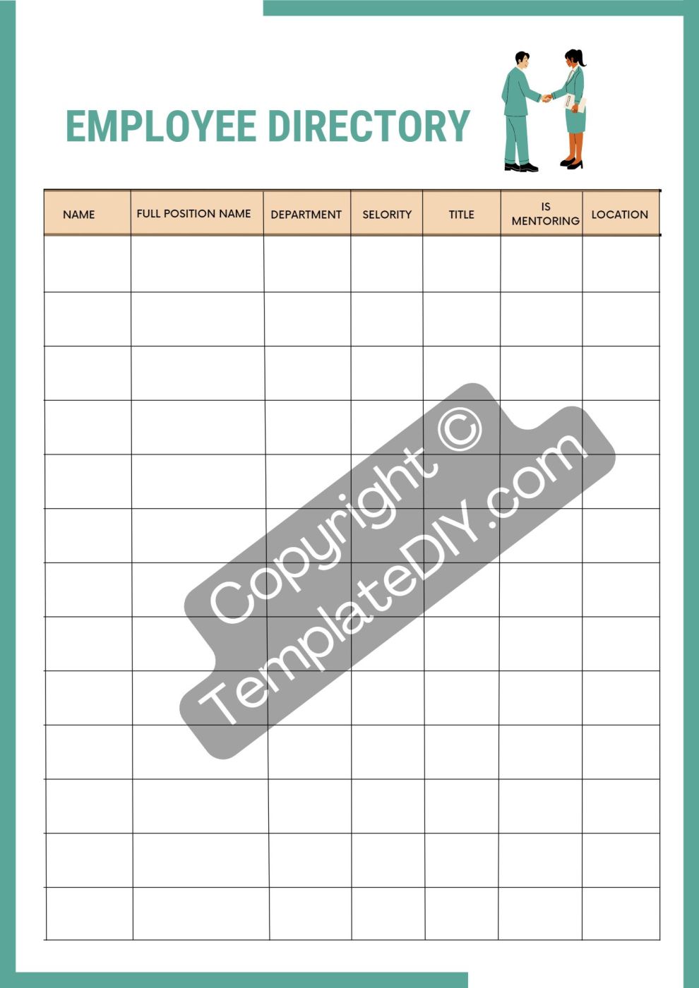 Employee Directory Template Printable PDF, Word, Excel