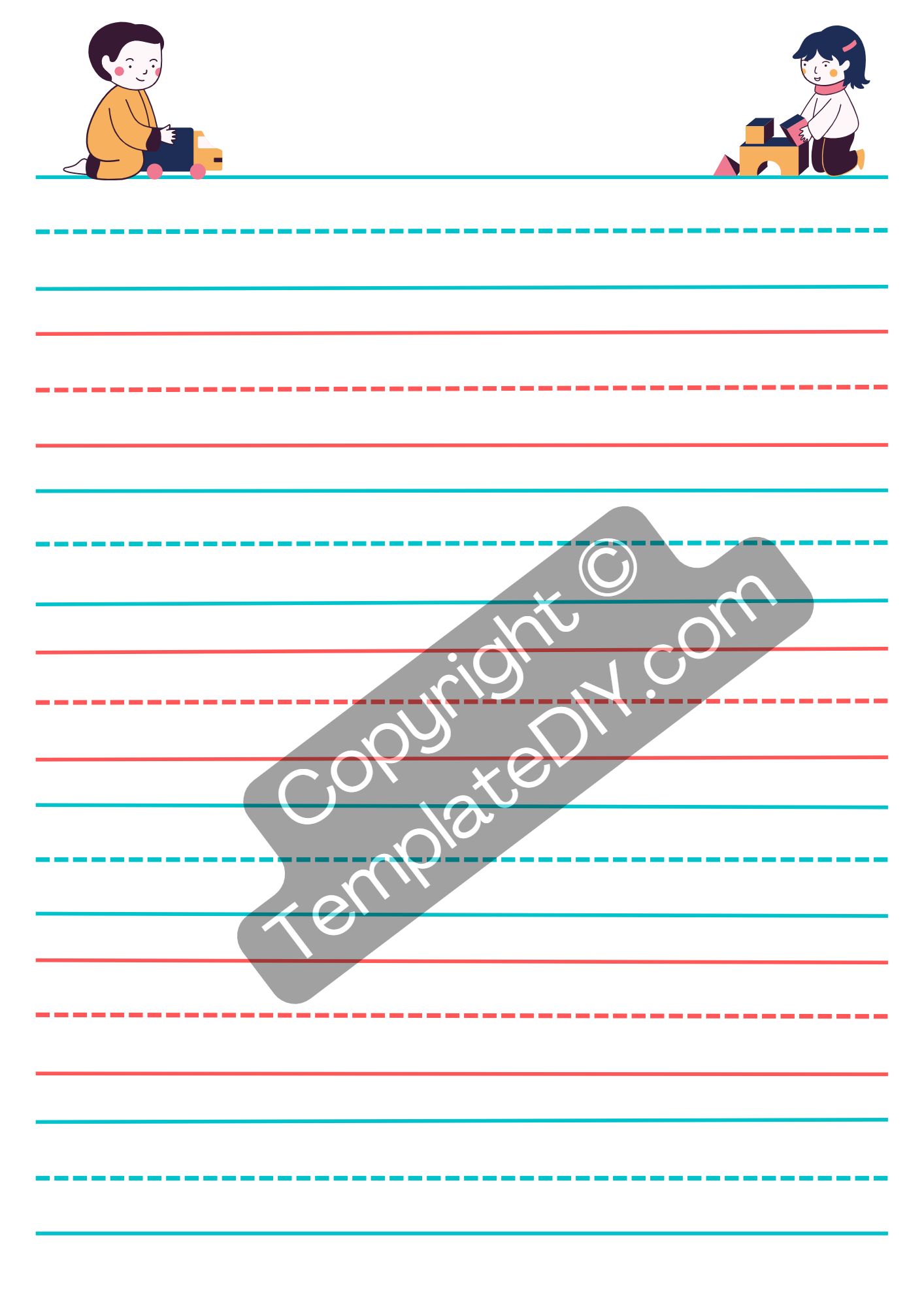 Pre K Writing Paper Template 300x225