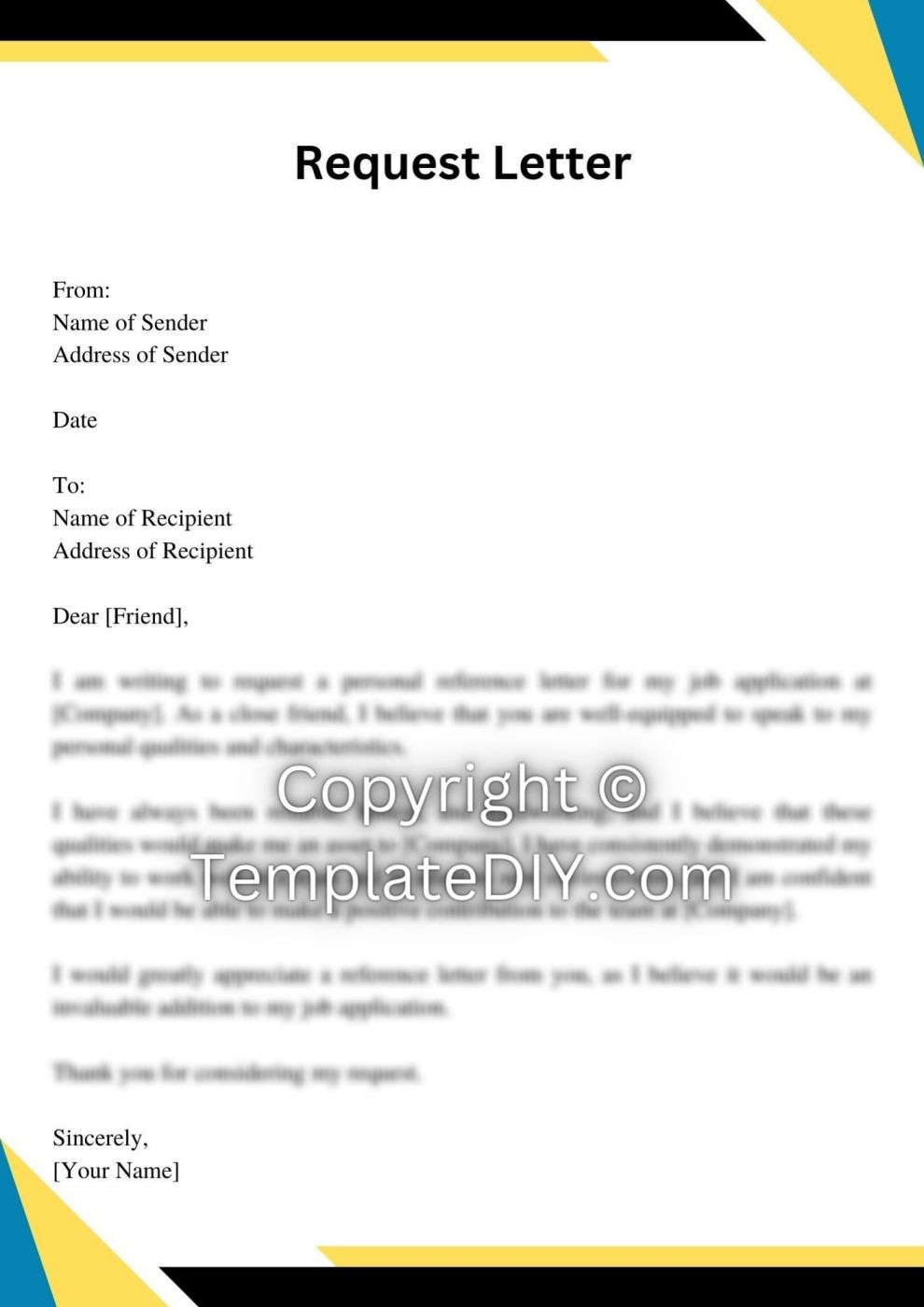 Request Letter for Reference Sample with Examples [Word]